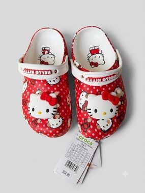 Hello Kitty Red and White Kids Slip-On Clogs with Bow Accents